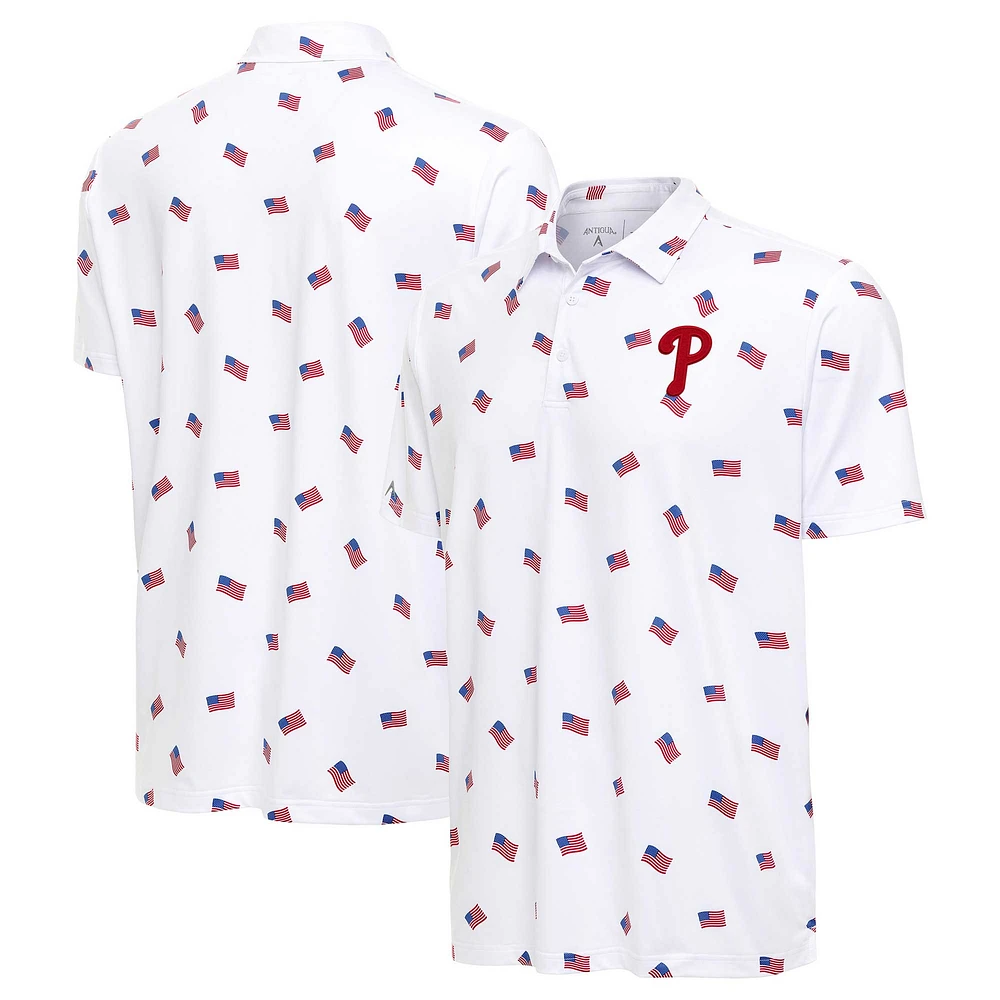 Men's Antigua White Philadelphia Phillies  Americana Polo