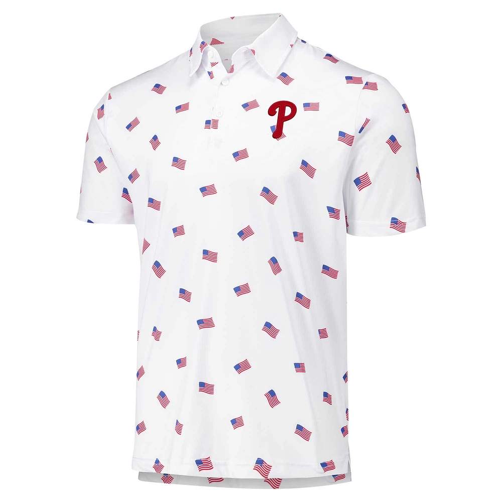 Men's Antigua White Philadelphia Phillies  Americana Polo