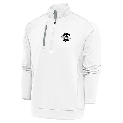 Men's Antigua Philadelphia Phillies Metallic Generation Quarter-Zip Pullover Top