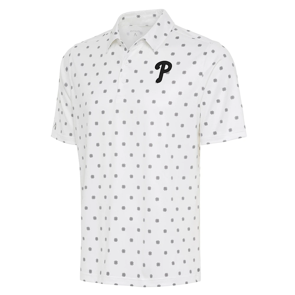 Men's Antigua White Philadelphia Phillies Tonal Crossover Polo