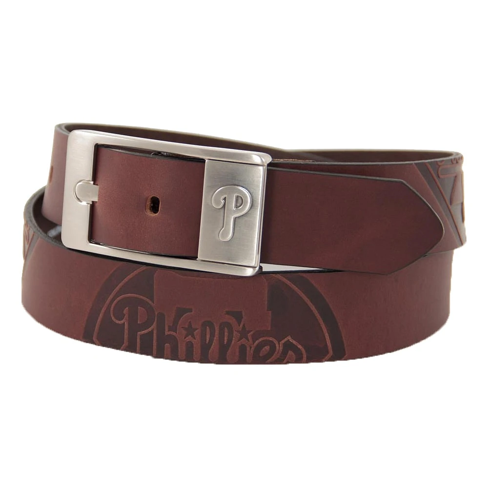 Men's Brown Philadelphia Phillies Brandish Leather Belt