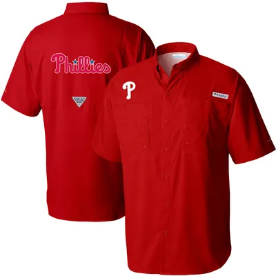 Philadelphia Phillies MLB Mens Bowling Stripe Button Up Shirt