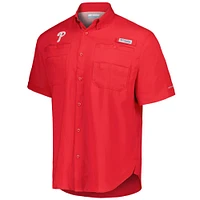 Chemise boutonnée Columbia Red Philadelphia Phillies Tamiami Omni-Shade pour hommes