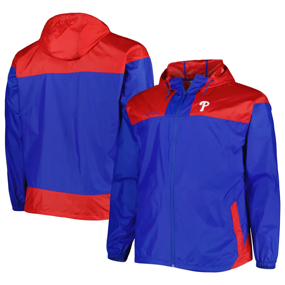 Men's Columbia Royal Philadelphia Phillies Flash Forward Challenger Omni-Shade Full-Zip Windbreaker