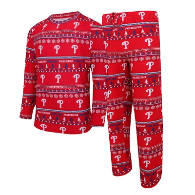 Ensemble haut et pantalon à manches longues Concepts Sport pour hommes des Phillies de Philadelphie en tricot rouge