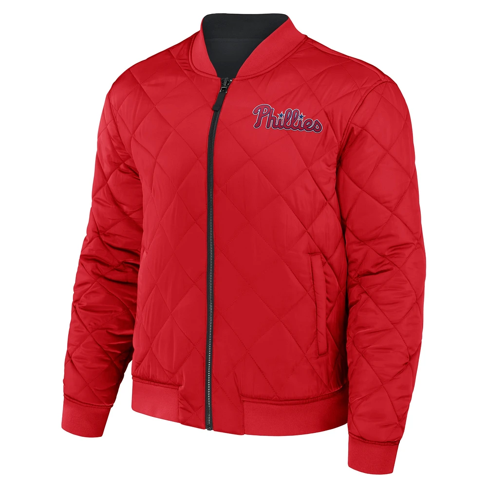 Men's Darius Rucker Collection by Fanatics Black/Red Philadelphia Phillies Reversible Full-Zip Bomber Jacket