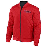Men's Darius Rucker Collection by Fanatics Black/Red Philadelphia Phillies Reversible Full-Zip Bomber Jacket