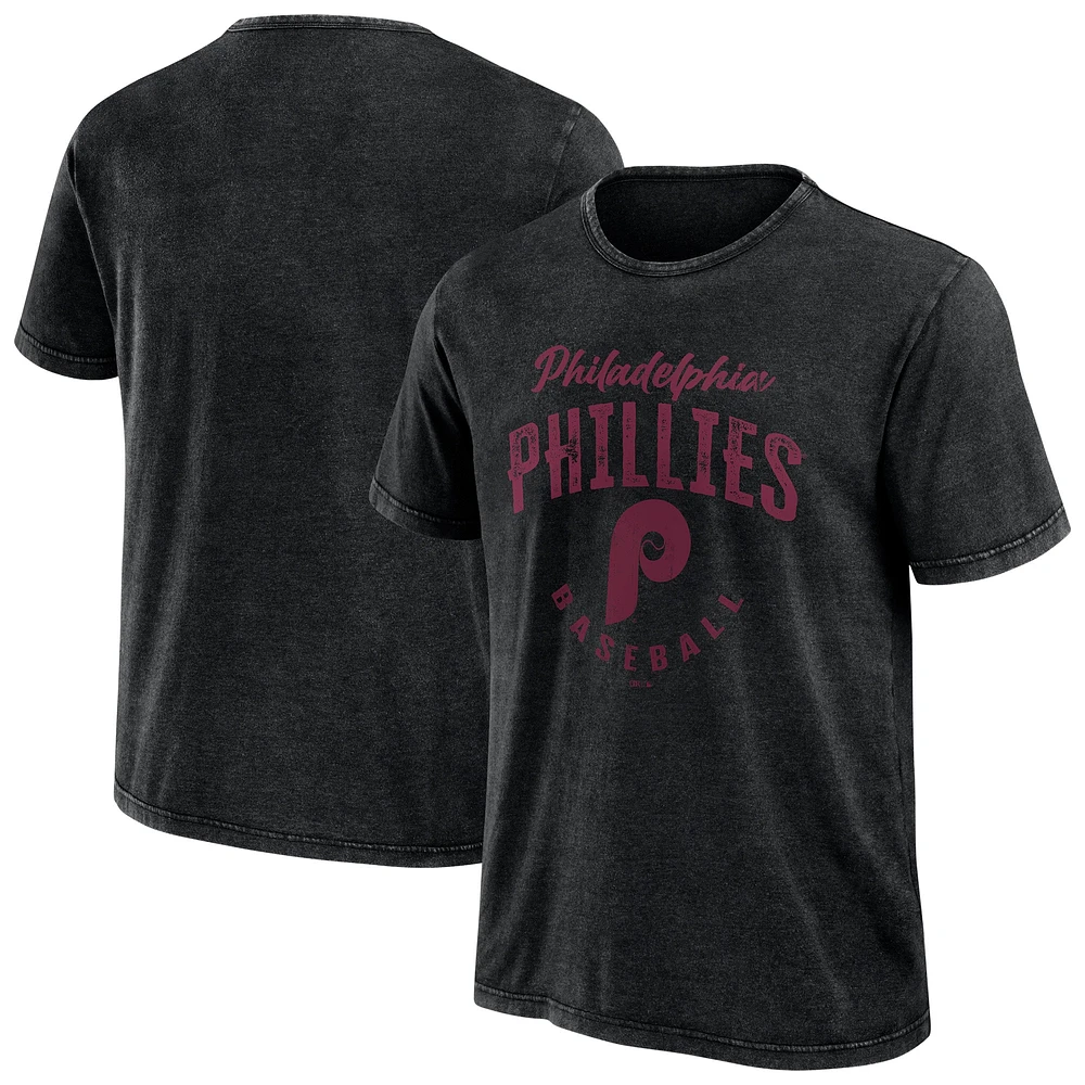 collection Darius Rucker pour hommes par Fanatics T-shirt délavé noir de la Cooperstown des Phillies Philadelphie