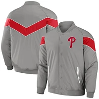 Collection Darius Rucker pour hommes par Fanatics - Veste de baseball raglan à bouton-pression grise des Phillies Philadelphie