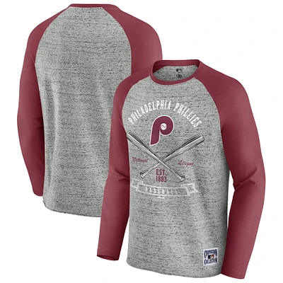 T-shirt de baseball à manches longues raglan brut pour homme la collection Darius Rucker par Fanatics, gris chin