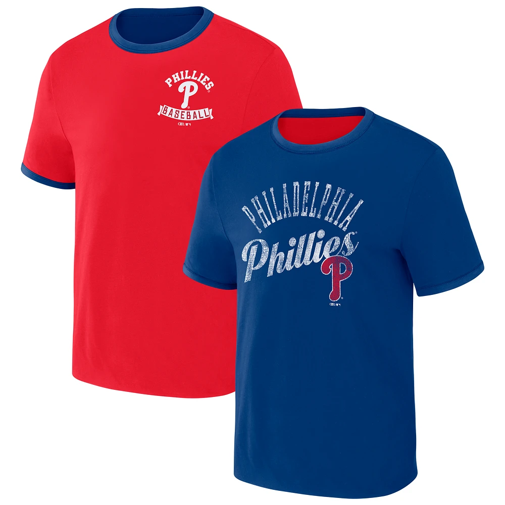 Collection Darius Rucker pour homme par Fanatics T-shirt réversible à sonnerie bidirectionnelle des Phillies de Philadelphie rouge/royal