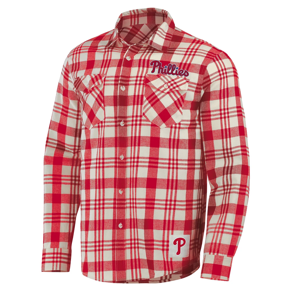 Collection Darius Rucker pour hommes par Fanatics Chemise boutonnée en flanelle à carreaux rouge des Phillies de Philadelphie