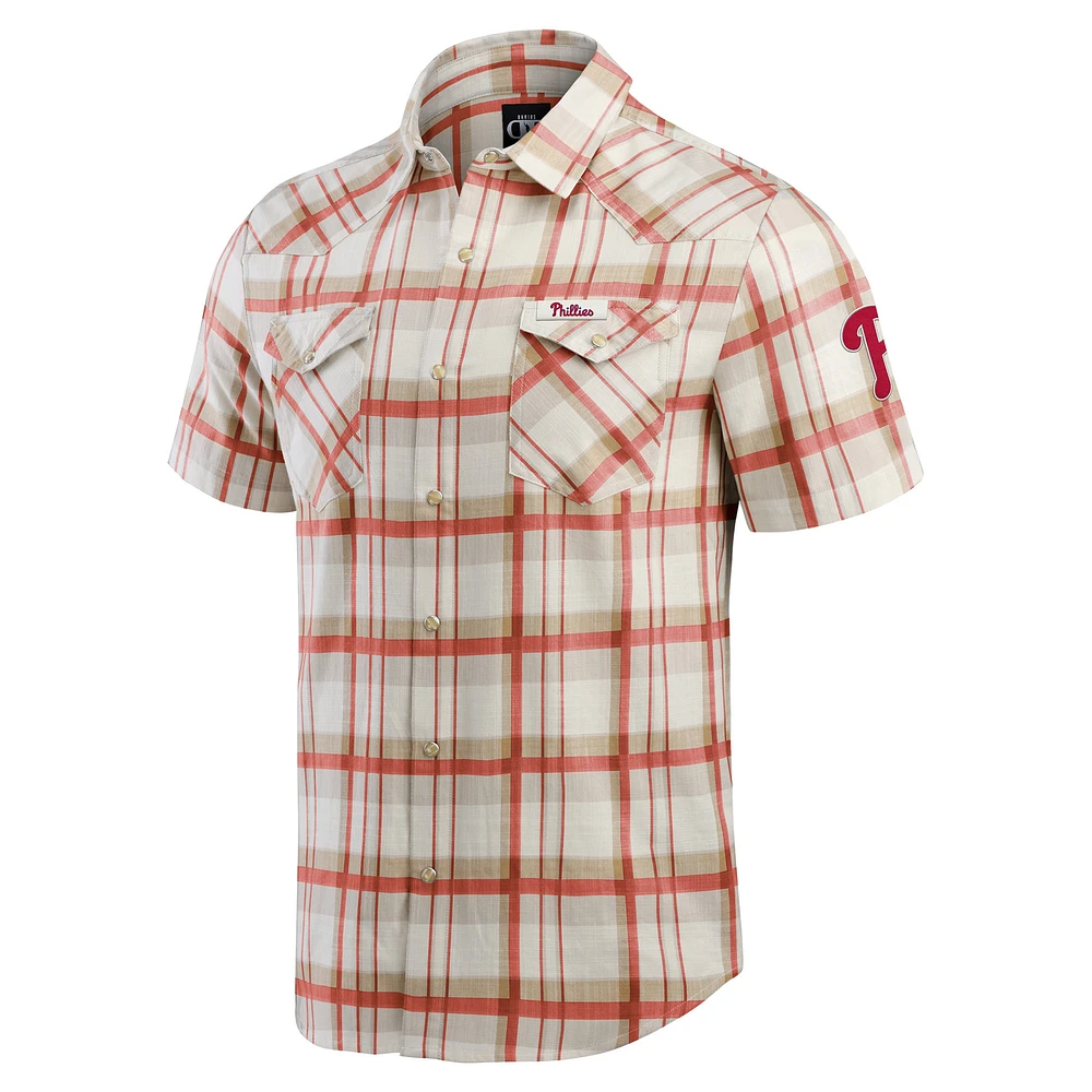 Men's Darius Rucker Collection by Fanatics Red Philadelphia Phillies Plaid Full-Snap Shirt