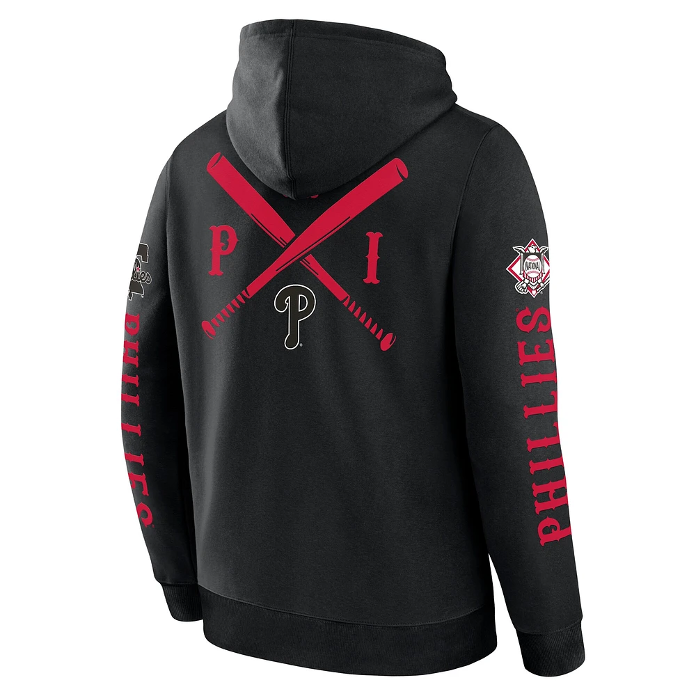Men's Fanatics  Black Philadelphia Phillies Big City Legacy Fleece Pullover Hoodie
