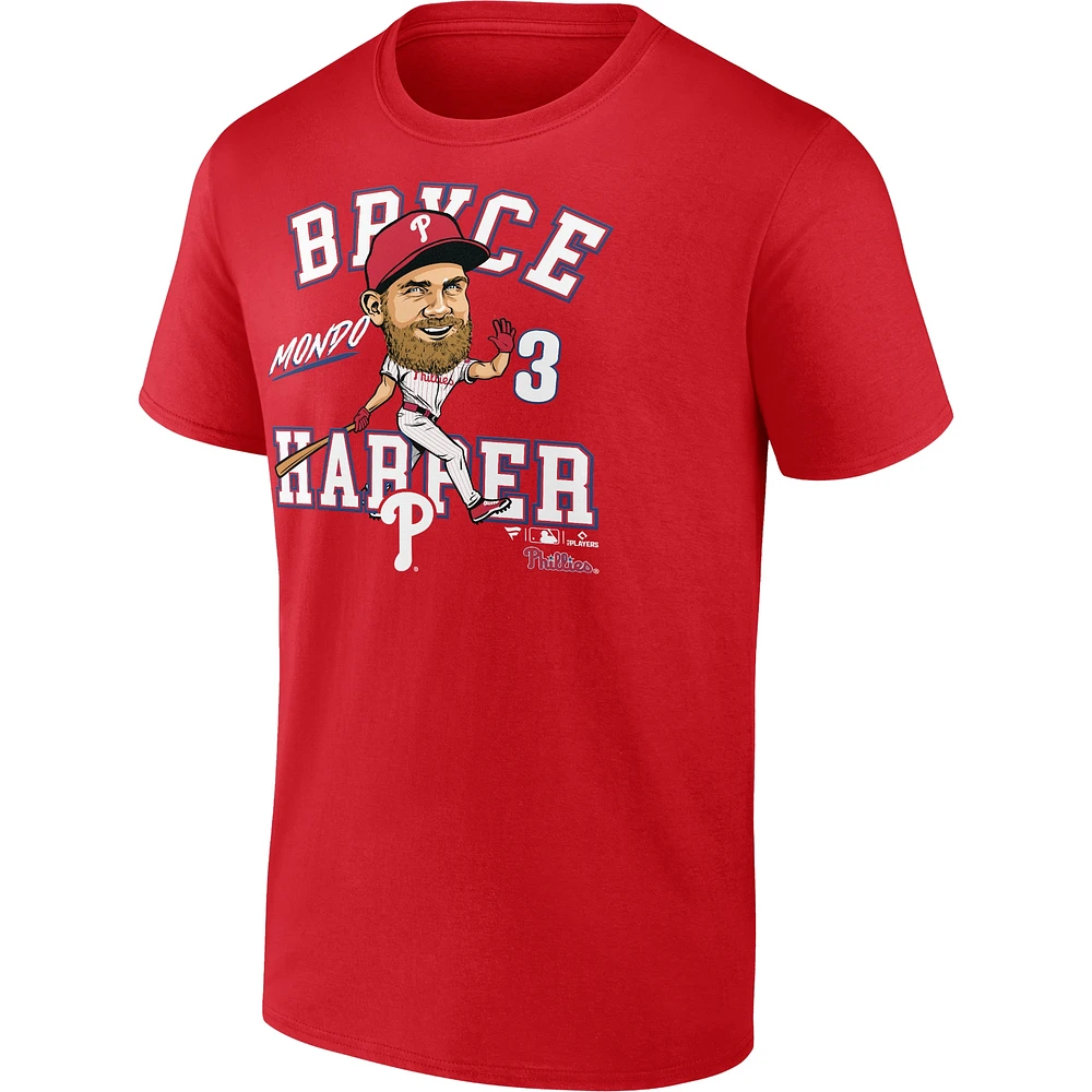 T-shirt rouge caricature de la ville natale des Phillies Philadelphie Fanatics Bryce Harper pour hommes