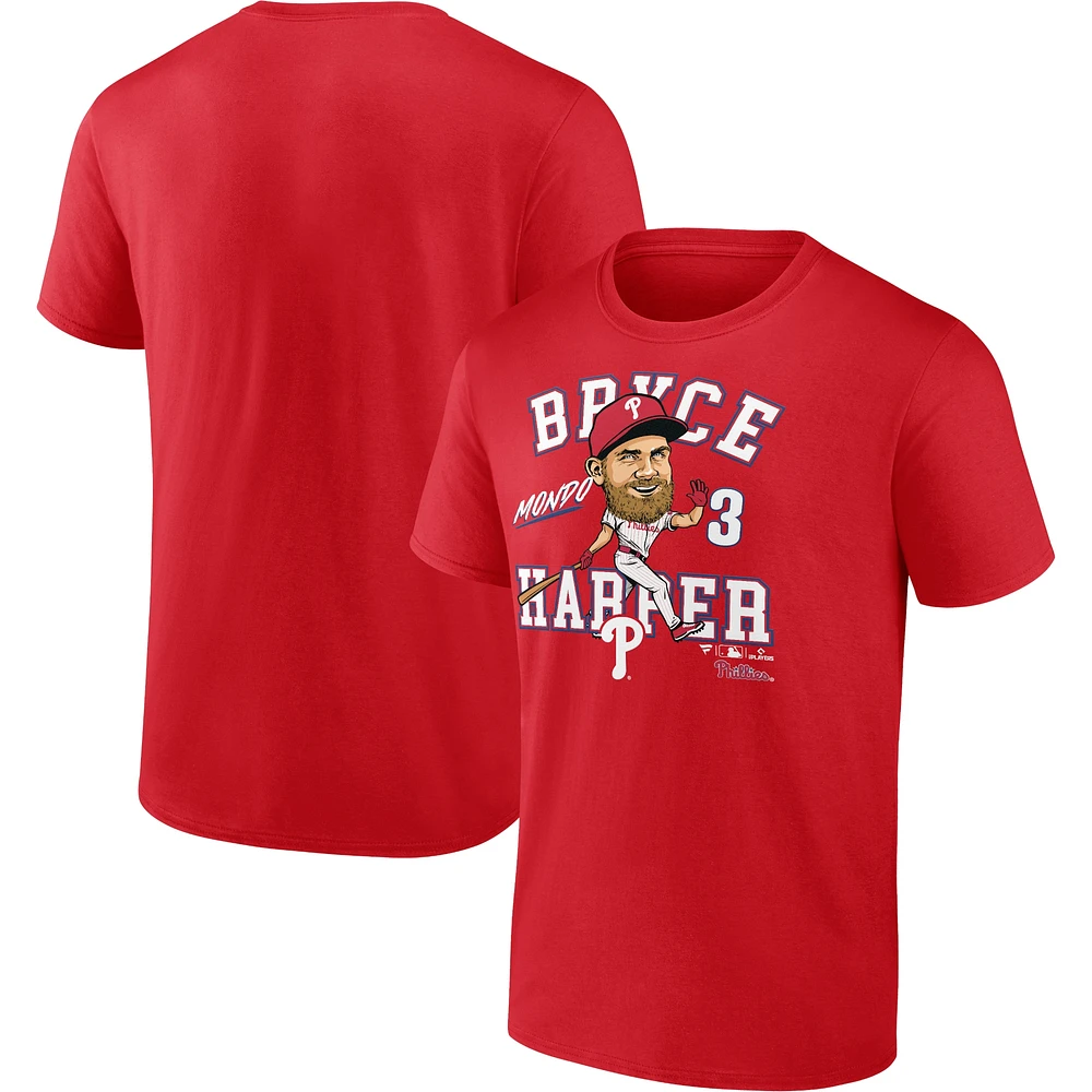 T-shirt rouge caricature de la ville natale des Phillies Philadelphie Fanatics Bryce Harper pour hommes