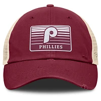 Casquette ajustable en maille Eastbound de la collection Cooperstown des Philadelphia Phillies pour homme Fanatics Bordeaux/Naturel