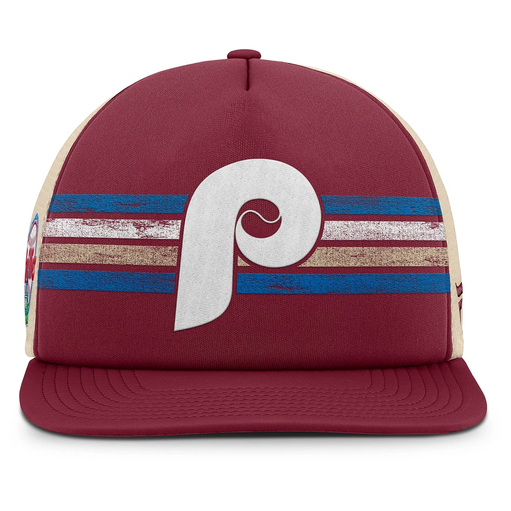 Men's Fanatics Burgundy/Natural Philadelphia Phillies Cooperstown Collection Powers Snapback Hat