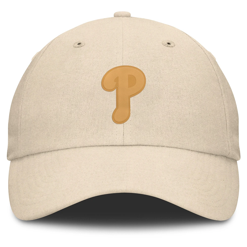 Casquette ajustable en cuir pour le front office des Philadelphia Phillies de couleur crème Fanatics pour hommes