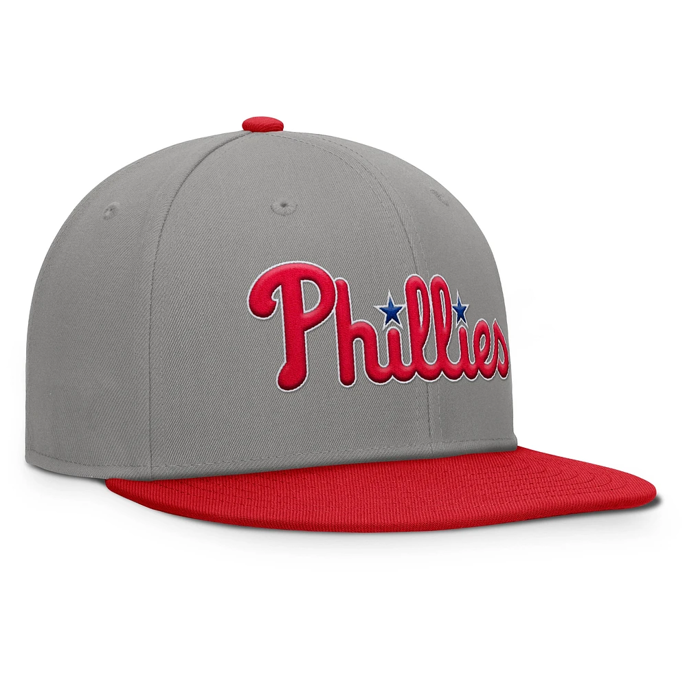Men's Fanatics Gray/Red Philadelphia Phillies Clubhouse Dugout Fitted Hat