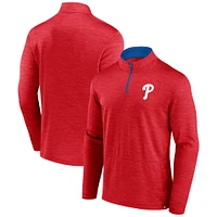 Pull zippé à quart de zip pour homme Fanatics Heather Red Philadelphia Phillies Fundamentals