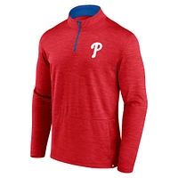 Pull zippé à quart de zip pour homme Fanatics Heather Red Philadelphia Phillies Fundamentals