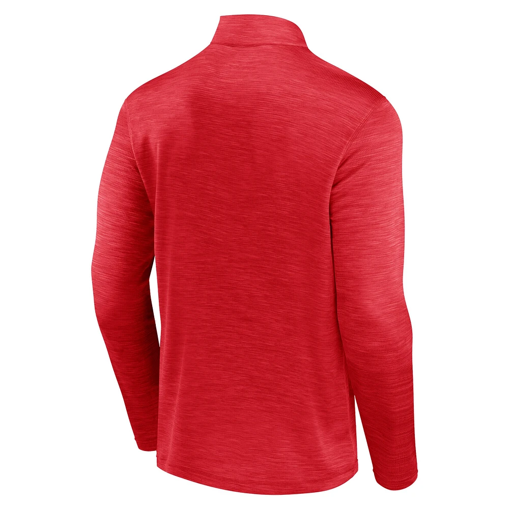 Pull zippé à quart de zip pour homme Fanatics Heather Red Philadelphia Phillies Fundamentals