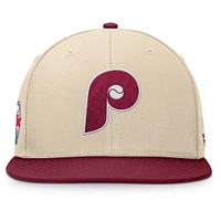 Men's Fanatics Natural/Burgundy Philadelphia Phillies Cooperstown Collection Bounder Snapback Hat