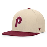 Men's Fanatics Natural/Burgundy Philadelphia Phillies Cooperstown Collection Bounder Snapback Hat