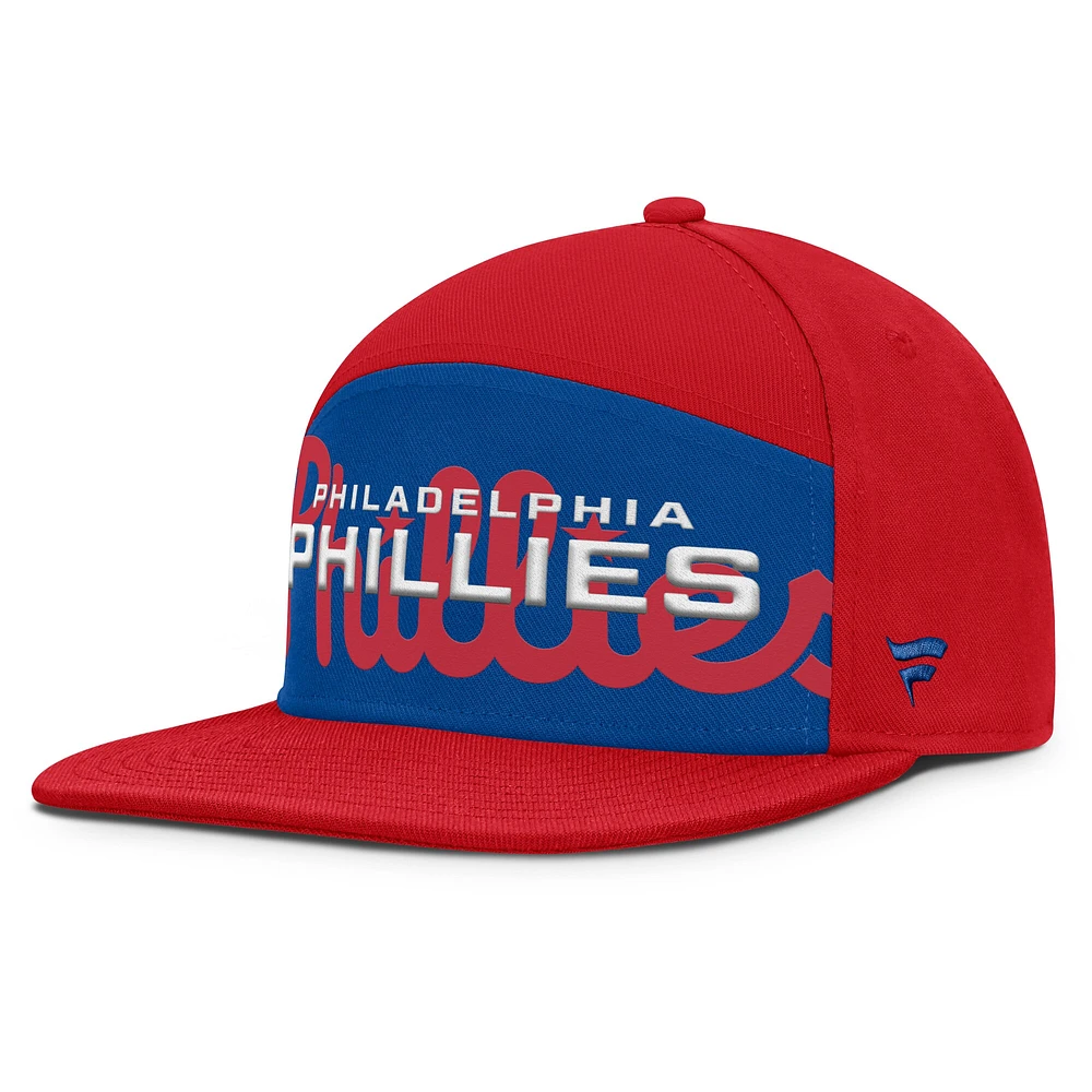 Casquette Snapback Fanatics rouge/bleu royal Philadelphia Phillies Clubhouse Splitter pour homme