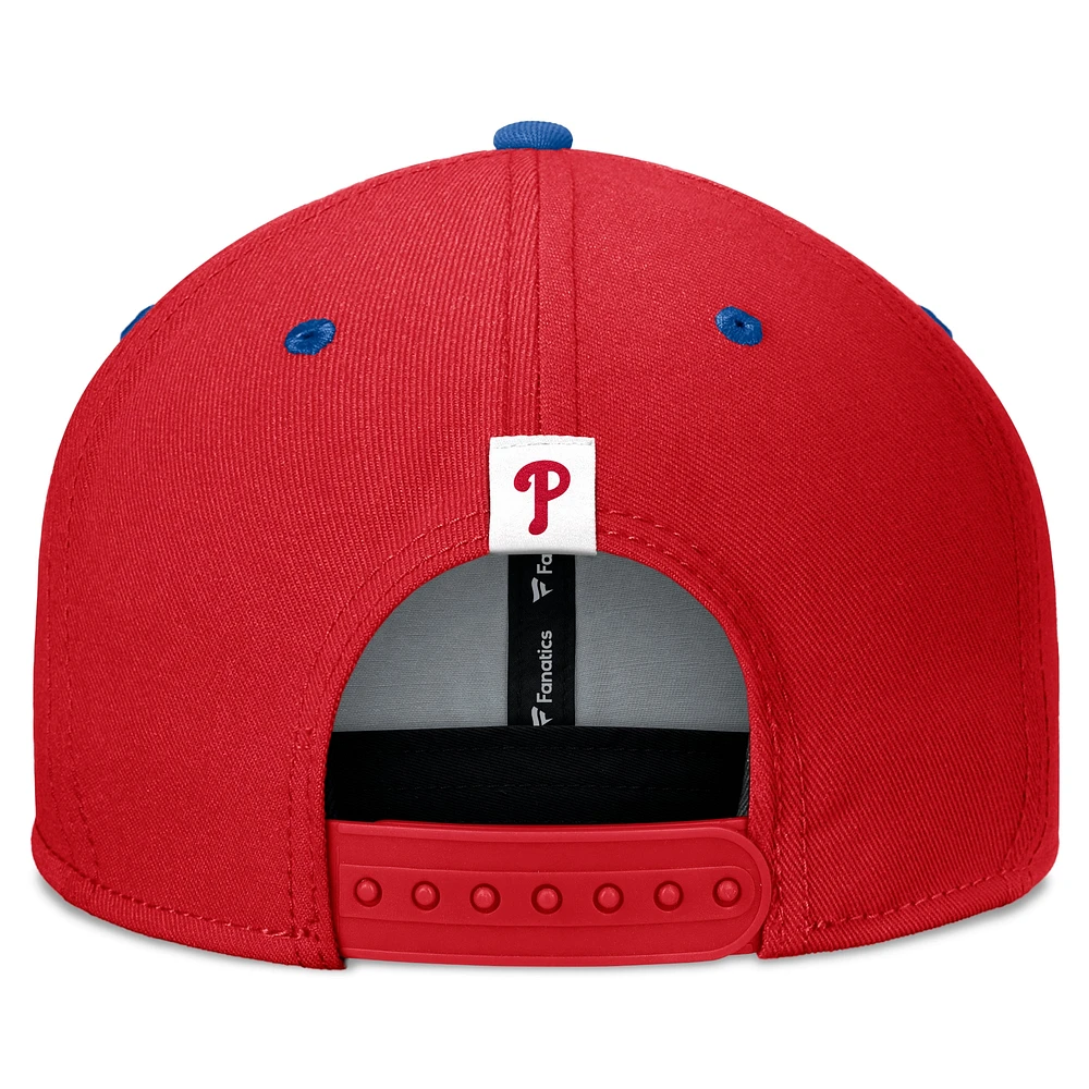 Men's Fanatics Red/Royal Philadelphia Phillies Fundamental Bold Snapback Hat