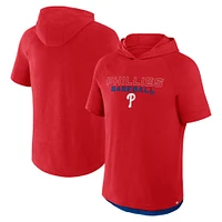 Men's Fanatics Red Philadelphia Phillies Clubhouse Optimal Play Raglan Short Sleeve Pullover Hoodie