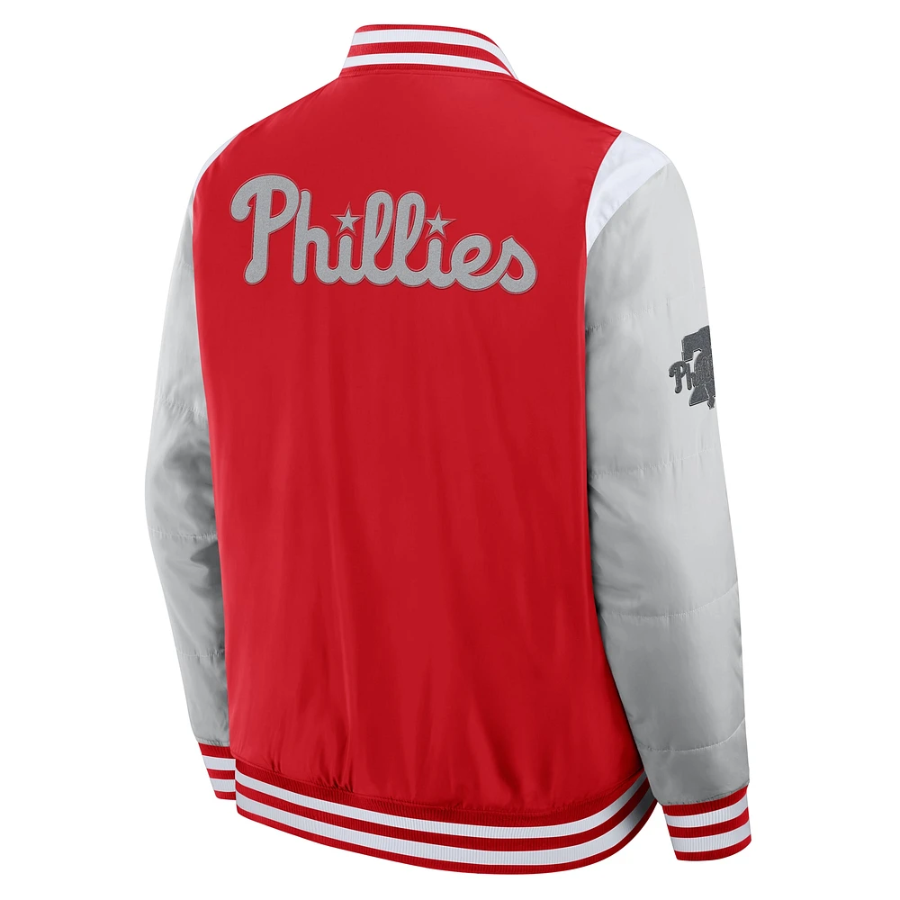 Veste à boutons-pression intégrale Elements Elite des Philadelphia Phillies de Fanatics pour homme, rouge