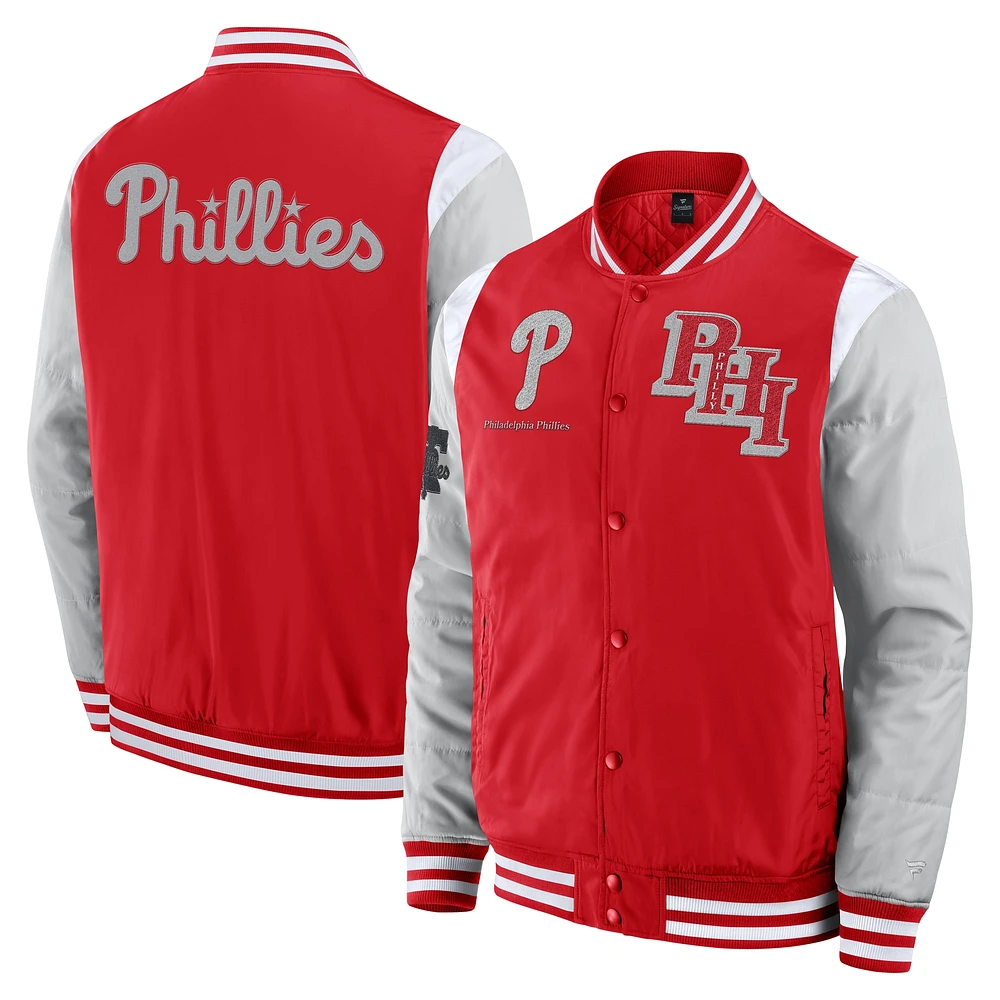 Veste à boutons-pression intégrale Elements Elite des Philadelphia Phillies de Fanatics pour homme, rouge