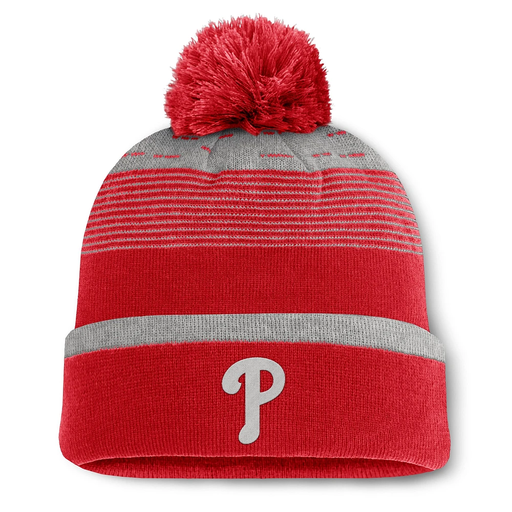 Men's Fanatics  Red Philadelphia Phillies Fundamental Gradient Cuffed Knit Hat with Pom