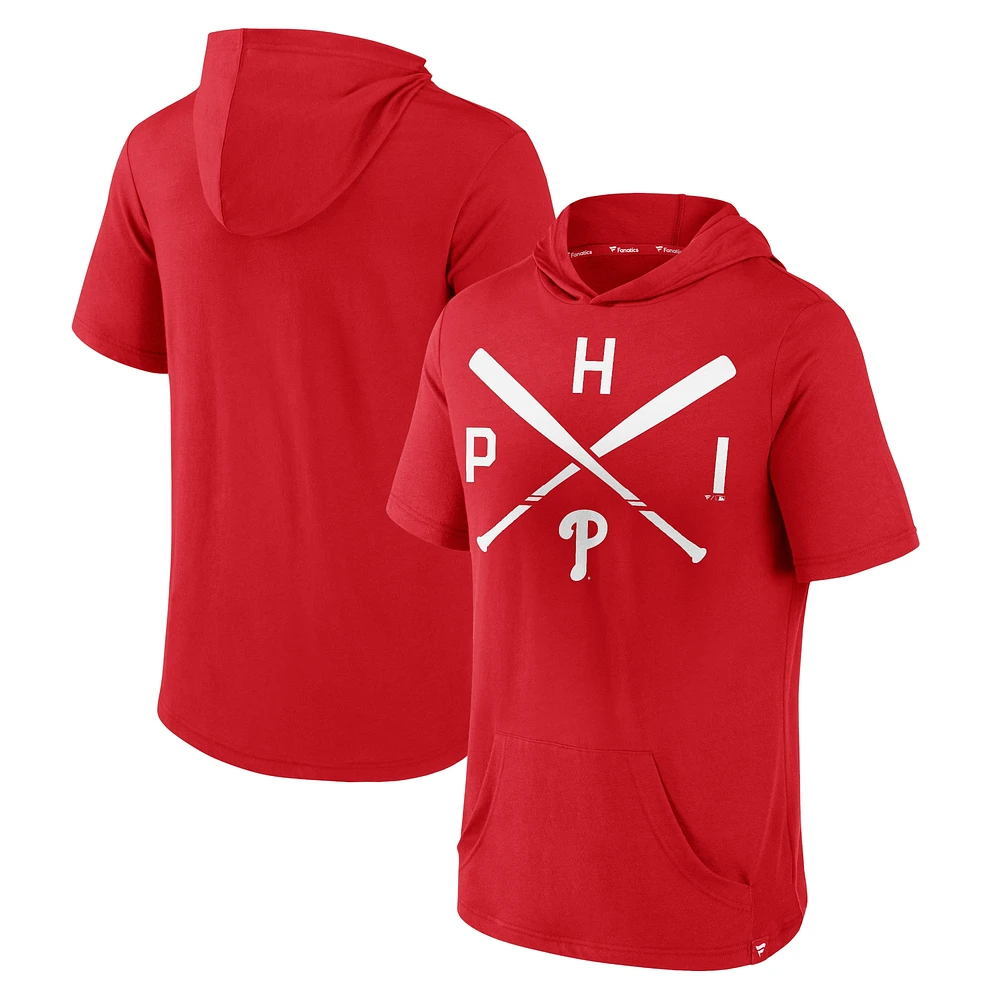 Haut à capuche manches courtes Iconic Rebel des Philadelphia Phillies pour hommes Fanatics Red