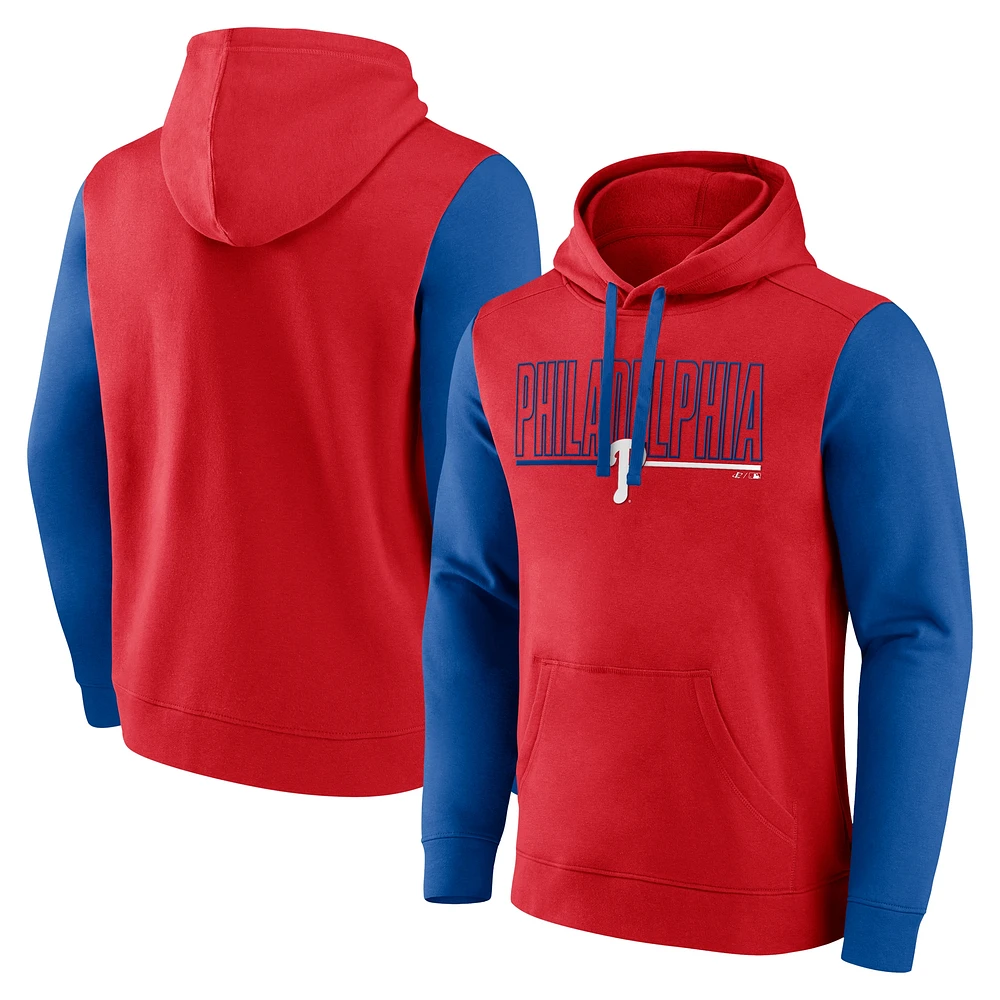 Men's Fanatics Red Philadelphia Phillies Outline Fleece Pullover Hoodie