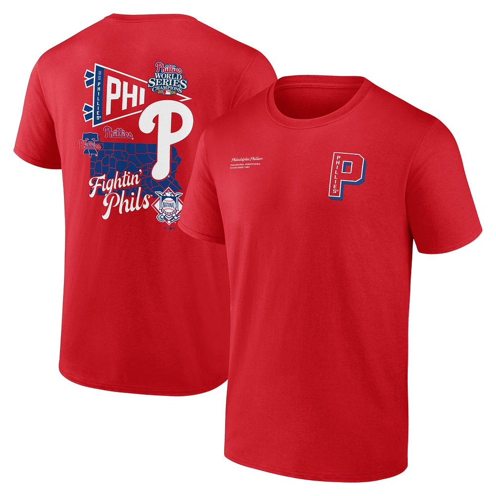 Men's Fanatics Red Philadelphia Phillies Split Zone T-Shirt