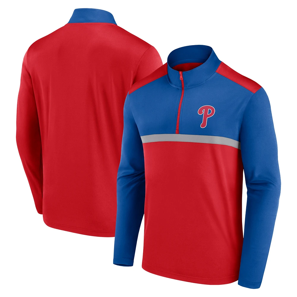 Haut à quart de zip imparable des Phillies Philadelphie Fanatics rouge pour hommes