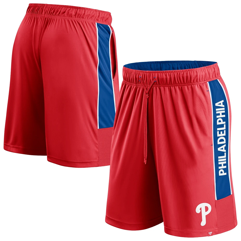 Short de défenseur rouge Fanatics pour hommes des Phillies Philadelphie remporte le match