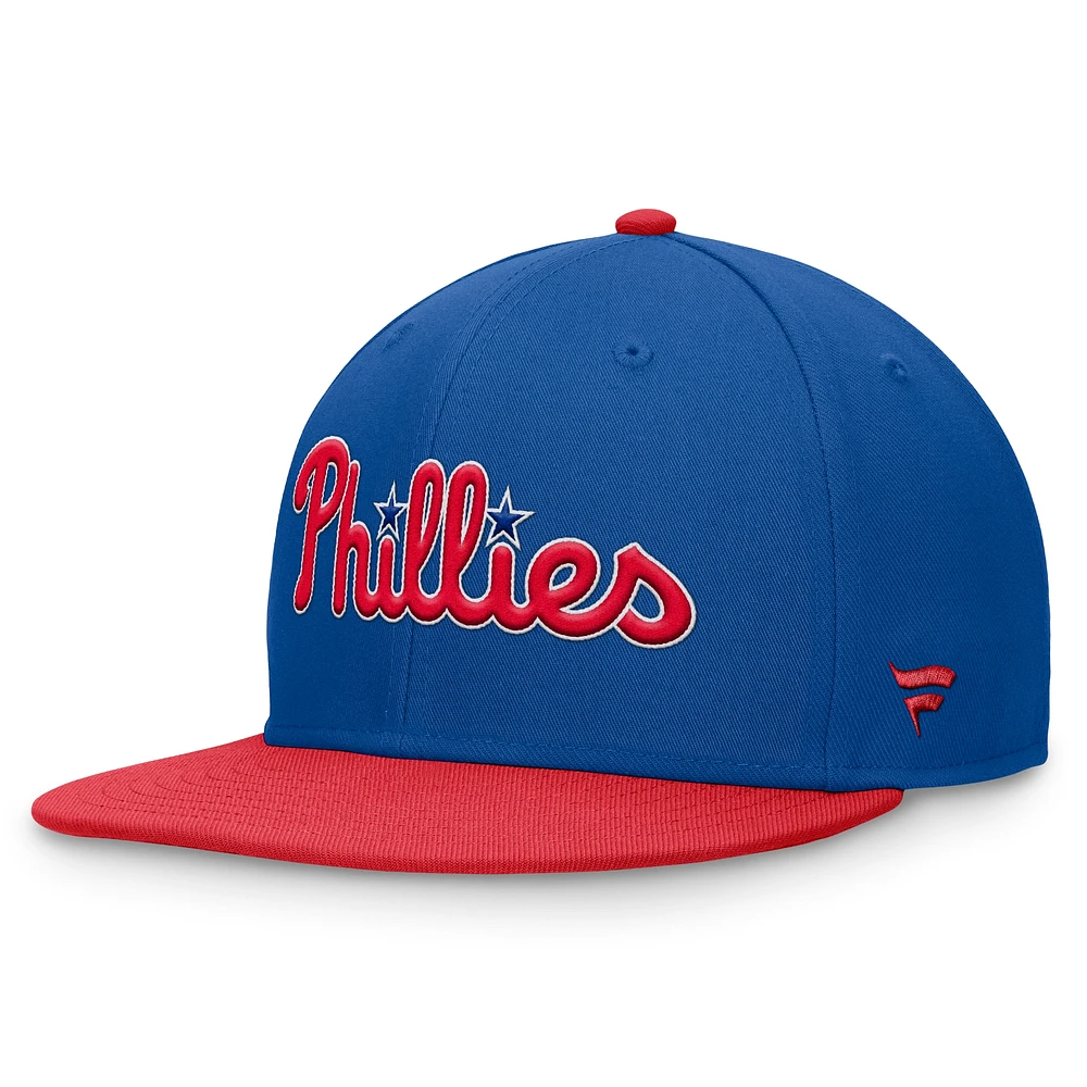 Casquette ajustée bicolore fondamentale Fanatics Royal Philadelphia Phillies pour hommes