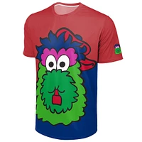 T-shirt FOCO rouge/bleu royal pour homme avec grand logo de la mascotte des Philadelphia Phillies