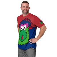 T-shirt FOCO rouge/bleu royal pour homme avec grand logo de la mascotte des Philadelphia Phillies