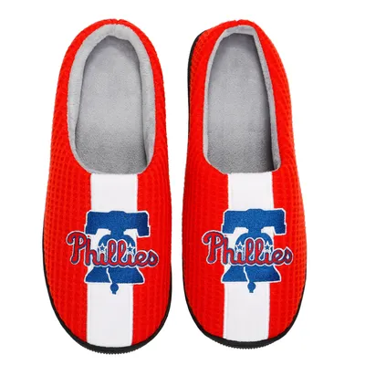 Philadelphia Phillies FOCO Team Stripe Memory Foam Slide Slippers - Red