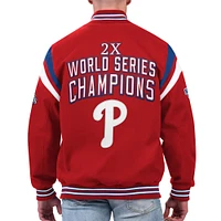 Veste universitaire G-III Sports by Carl Banks pour hommes, rouge, Philadelphia Phillies Quick Full-Snap