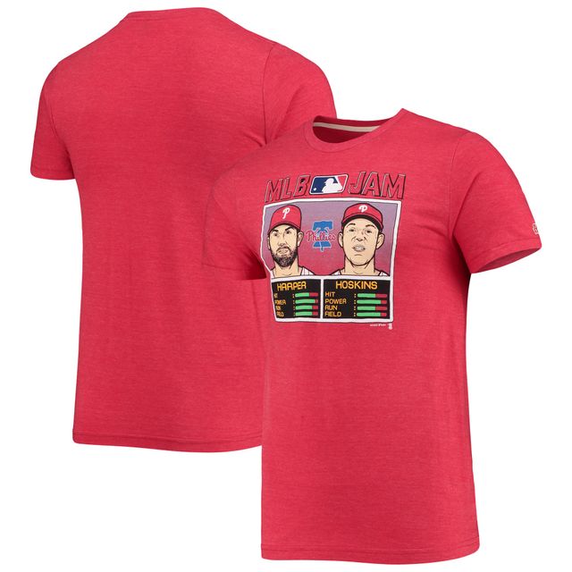 T-shirt à trois mélanges hommage Bryce Harper et Rhys Hoskins pour hommes, rouge chiné des Phillies de Philadelphie MLB Jam Player