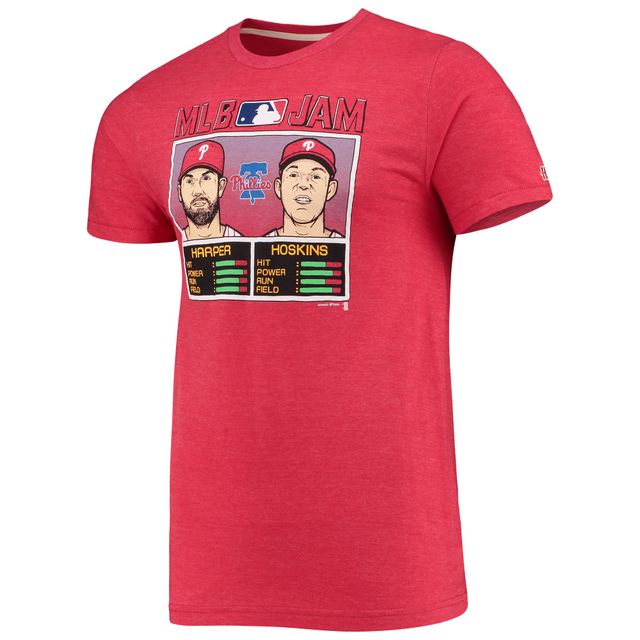 T-shirt à trois mélanges hommage Bryce Harper et Rhys Hoskins pour hommes, rouge chiné des Phillies de Philadelphie MLB Jam Player