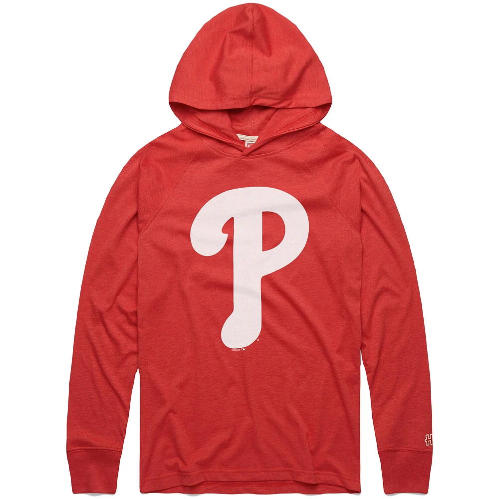 Men's Homage Red Philadelphia Phillies Lightweight Raglan Tri-Blend Pullover Hoodie
