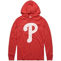 Men's Homage Red Philadelphia Phillies Lightweight Raglan Tri-Blend Pullover Hoodie