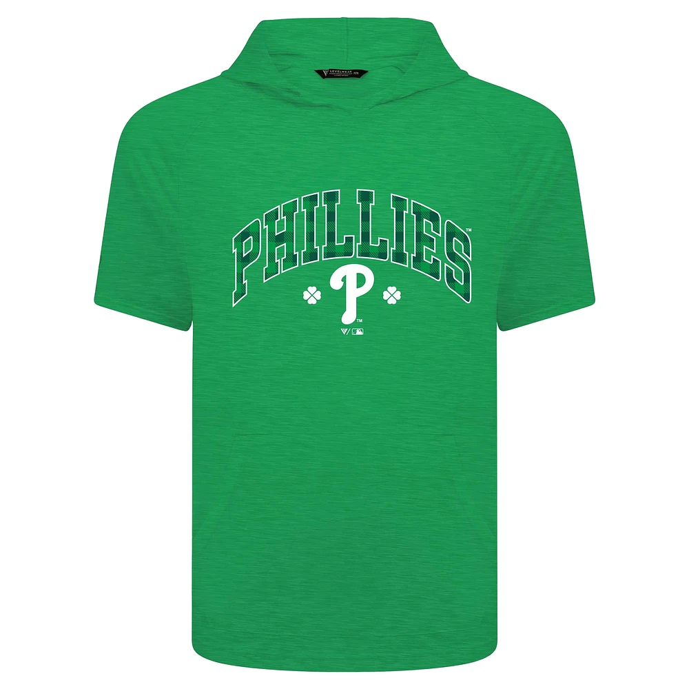 Men's Levelwear Green Philadelphia Phillies St. Patrick's Day Phase Plaid Short Sleeve T-Shirt Hoodie